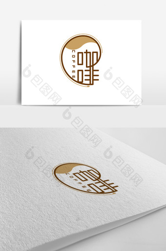 咖色简约咖啡logo标志设计图片