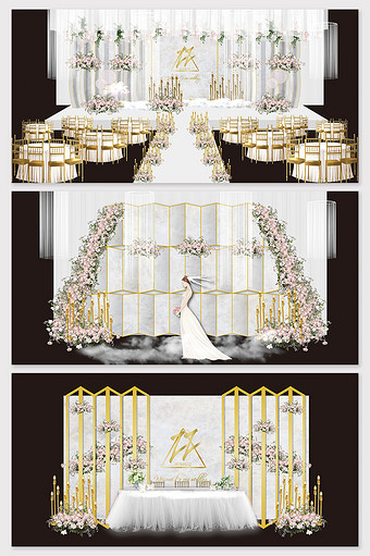 白色森系大理石主题婚礼效果图图片