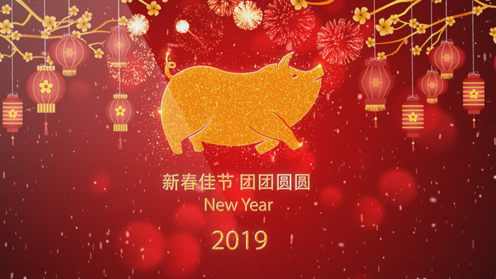 2019热闹猪年新春佳节片头AE模板