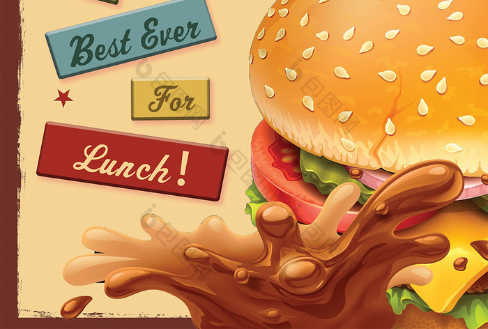 汉堡图片素材免费下载,本次作品主题是广告设计,使用场景是国外海报