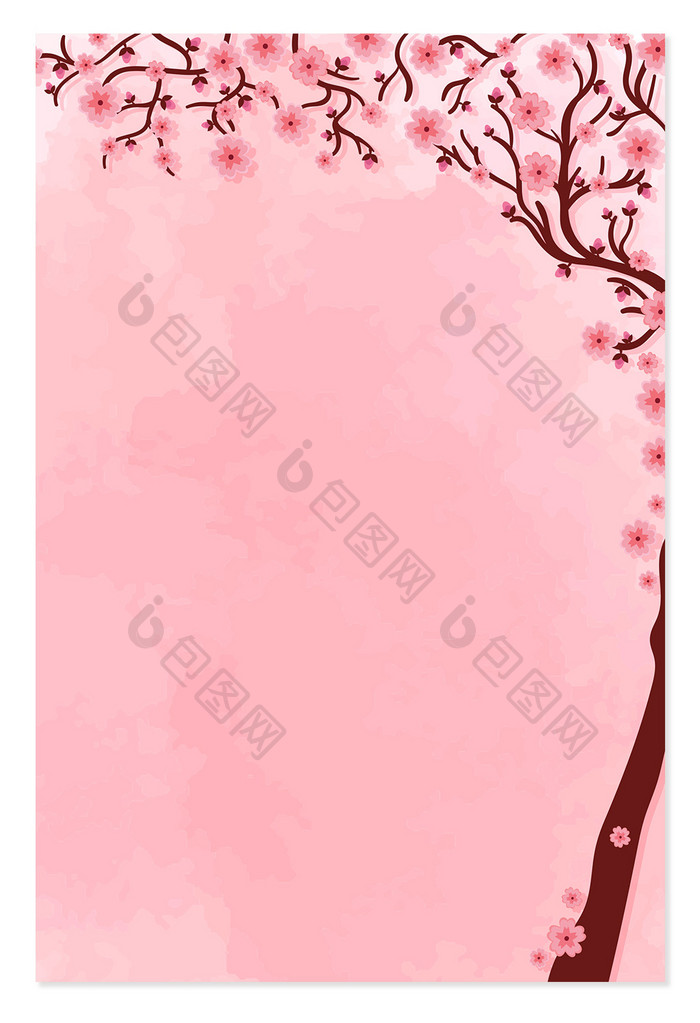 浪漫文艺简约树枝粉色复古花卉通用背景