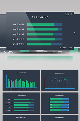 企业公司业绩增长数据表饼图展示 AE模板图片