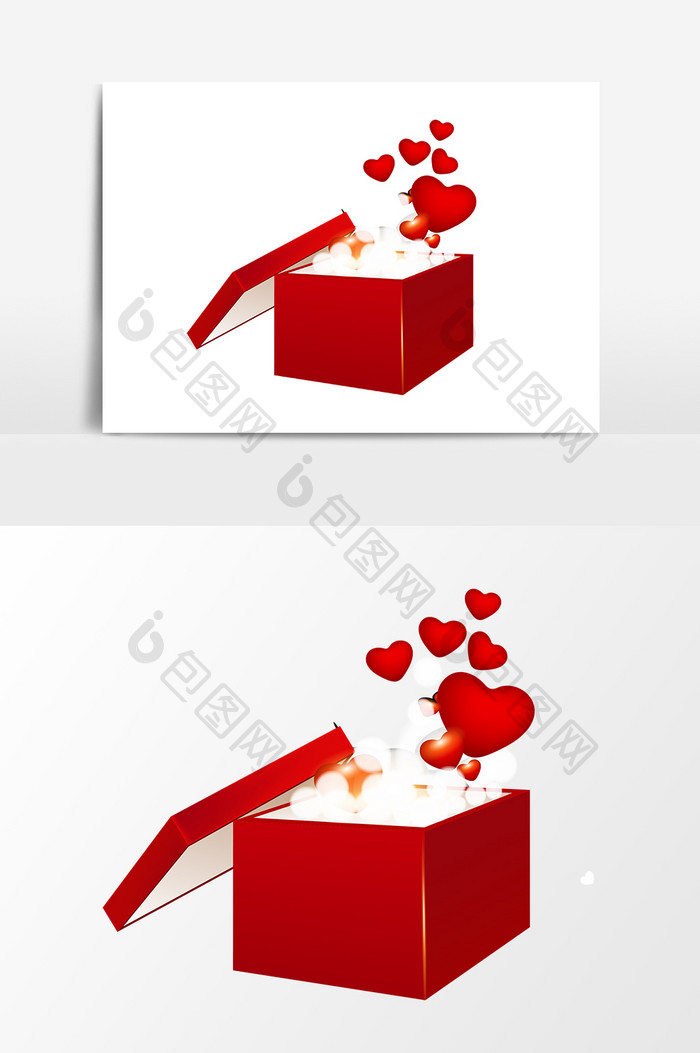卡通红色礼盒设计元素