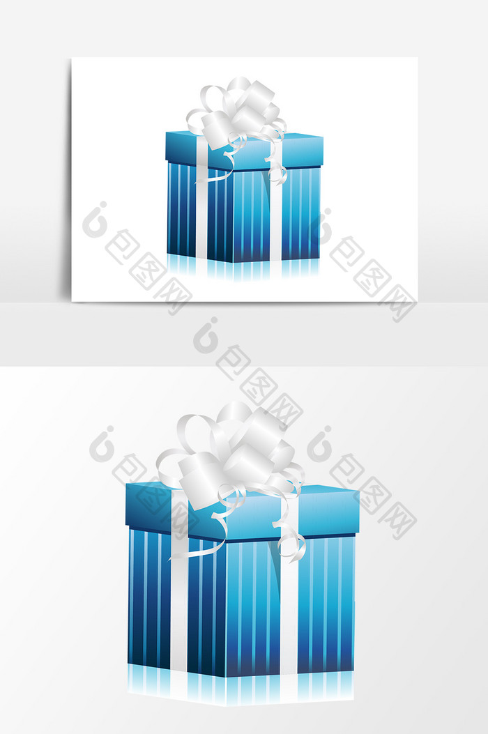 蓝色条纹礼盒设计元素