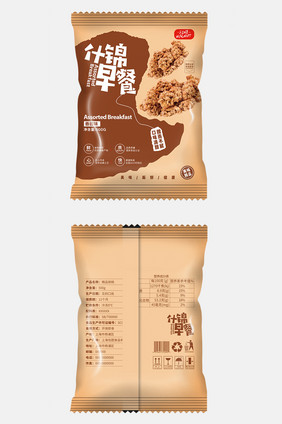 趣味图形插画什锦早餐食品包装设计