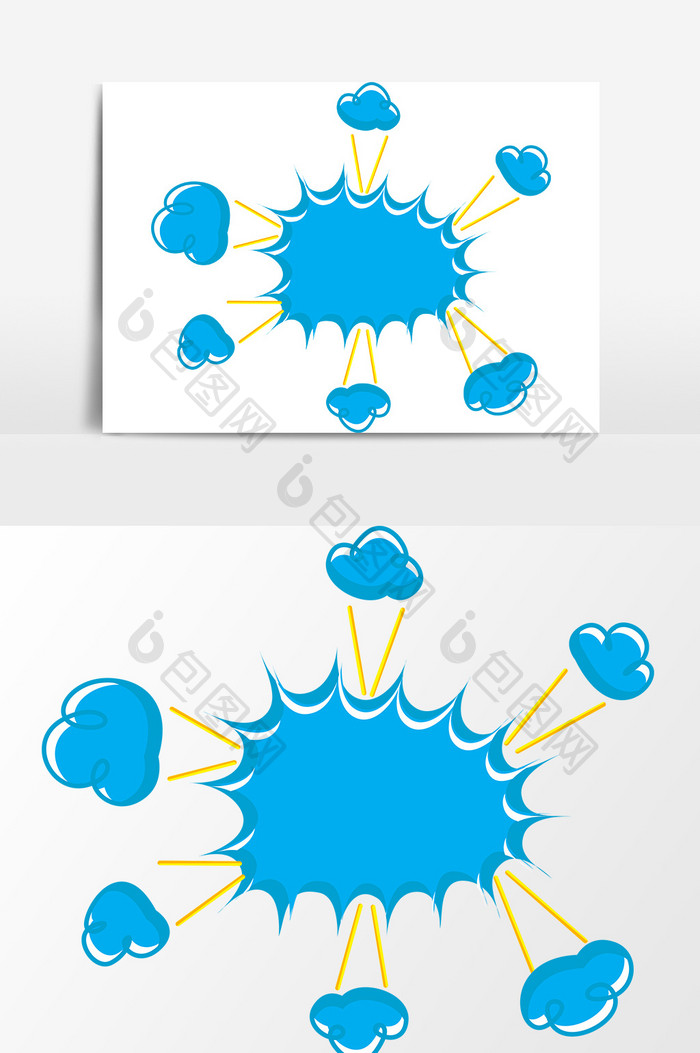 手绘蓝色爆炸贴设计元素