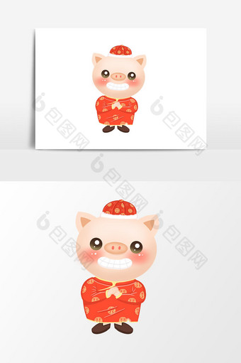 拜年卡通猪中国风猪元素图片