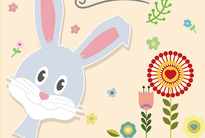 卡通兔子时尚复活节海报