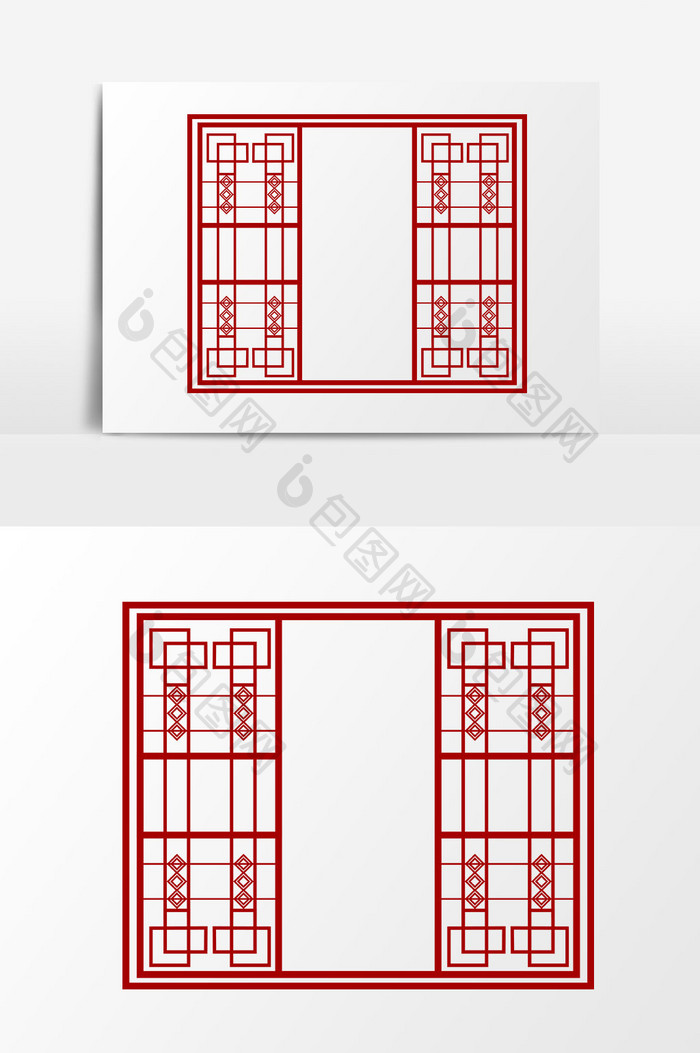 红色窗子装饰元素