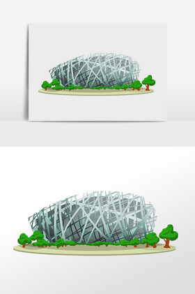 地标建筑北京鸟巢插画