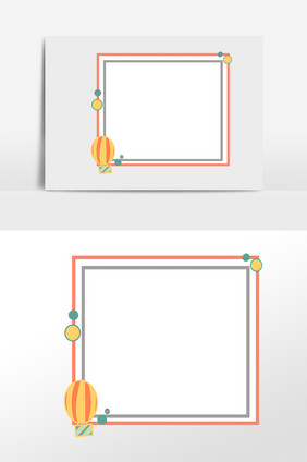 彩色热气球方形边框