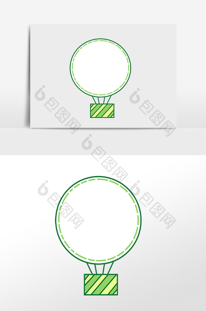 绿色热气球圆形边框
