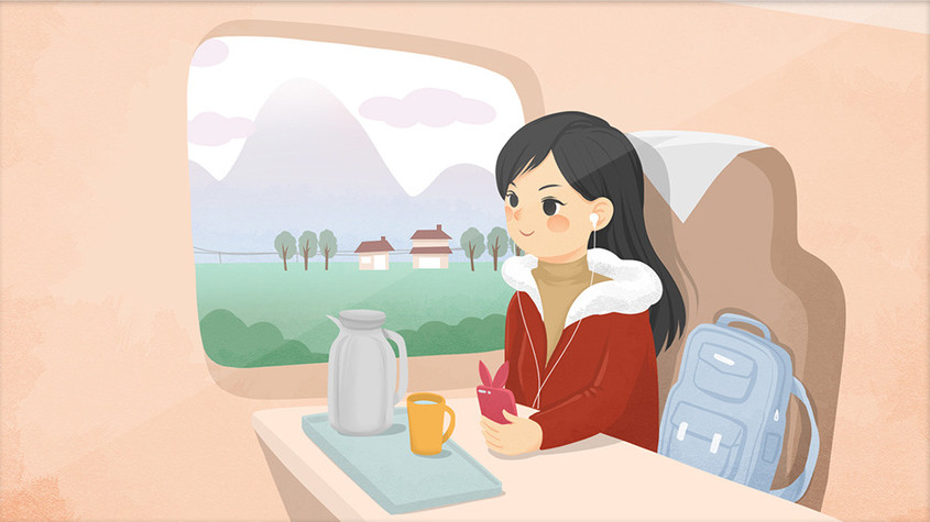 火车看风景gif动图gif2000x1125绿色春分放风筝小女孩卡通gif插画gif