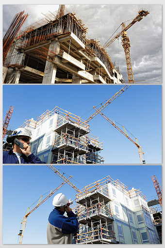 城市建筑工地工程师吊车现场摄影背景图图片下载