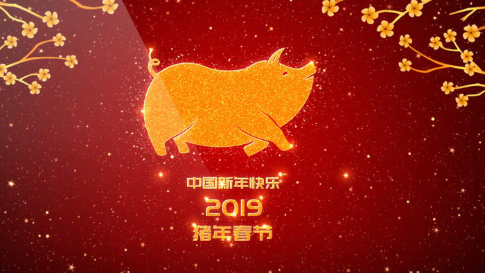 2款猪年新年春节喜庆祝福开场动画AE模板