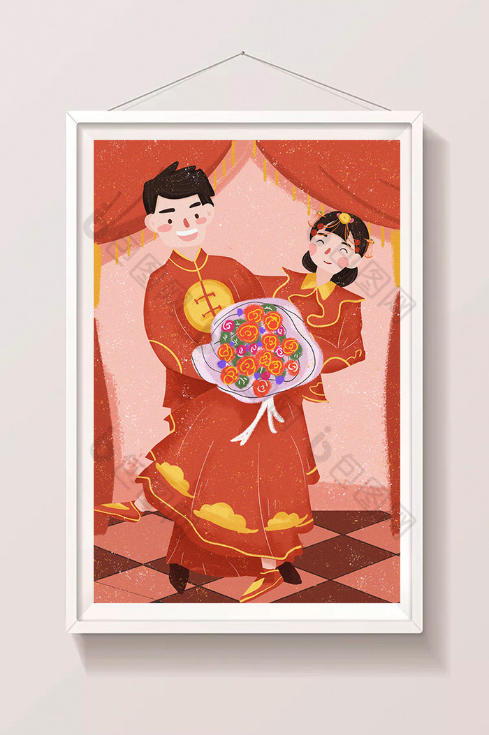 结婚婚礼夫妻礼服插画图片图片