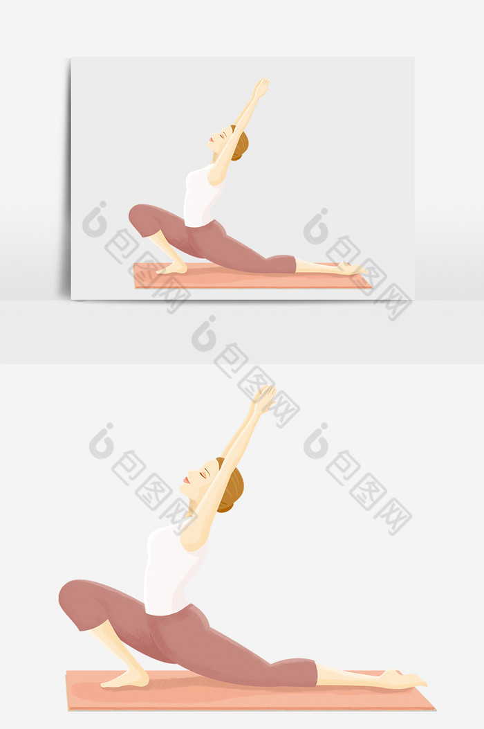 美女练瑜伽插画图片图片