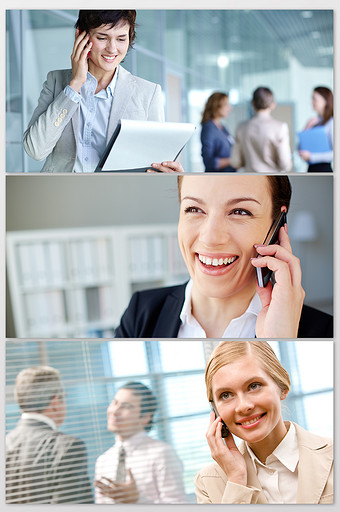 商务办公室接电话的女士摄影图图片下载