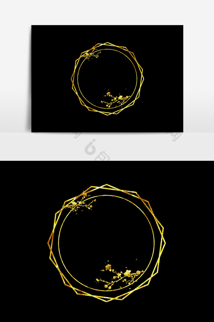 2019春节金色梅花边框
