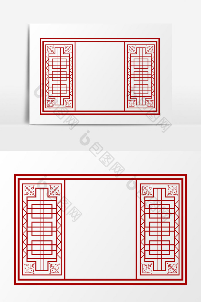 红色窗子元素设计