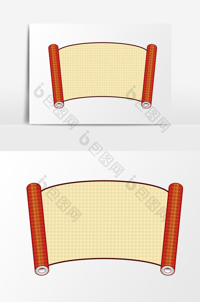红色中国风卷轴元素设计