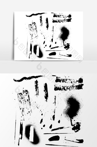 黑色毛笔画笔纹路喷溅纹理质感效果元素图片