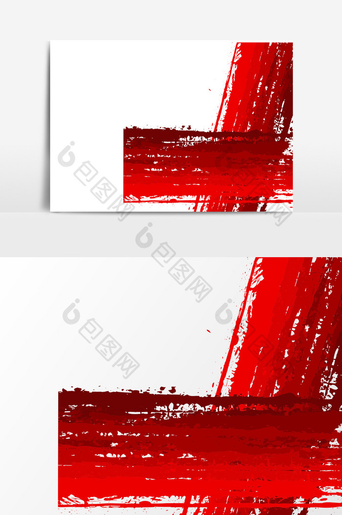 红色刷子刷痕纹理质感效果元素