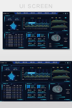 深色科技质质感后台大屏幕UI界面设计