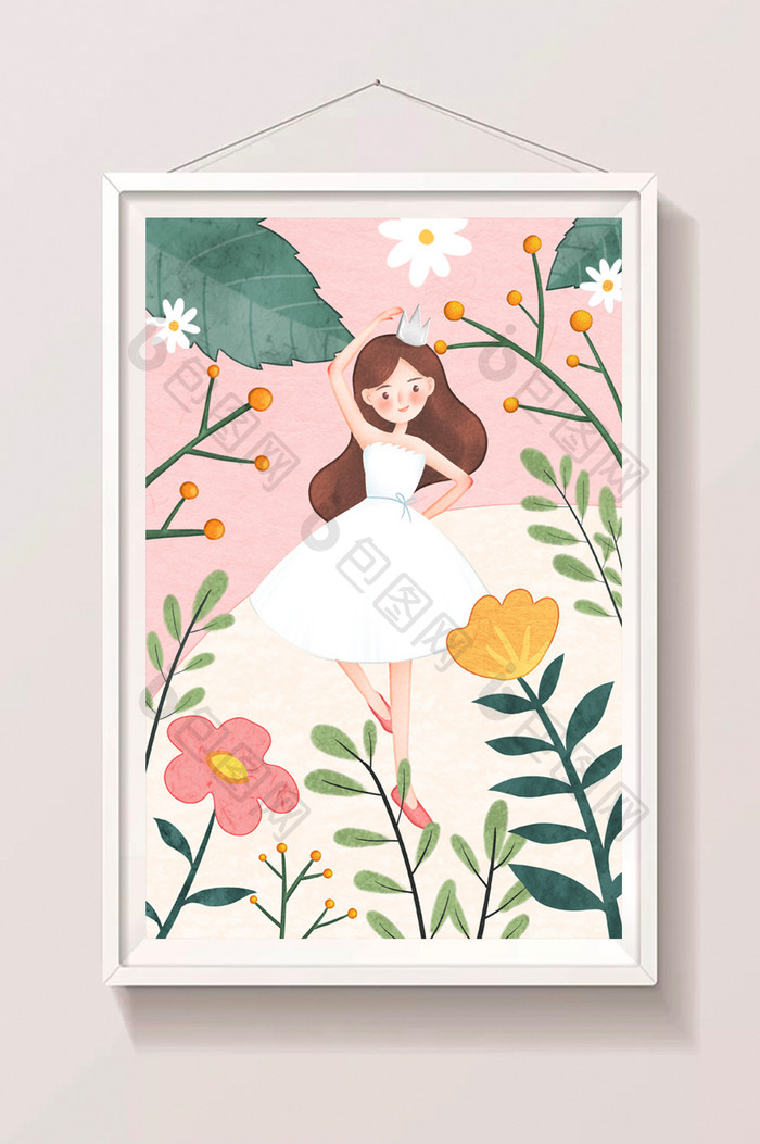 粉色清新可爱37女神节女生节节日手绘海报