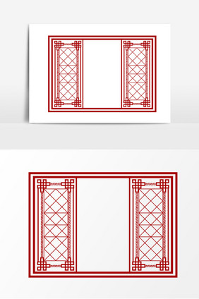红色窗子边框元素素材