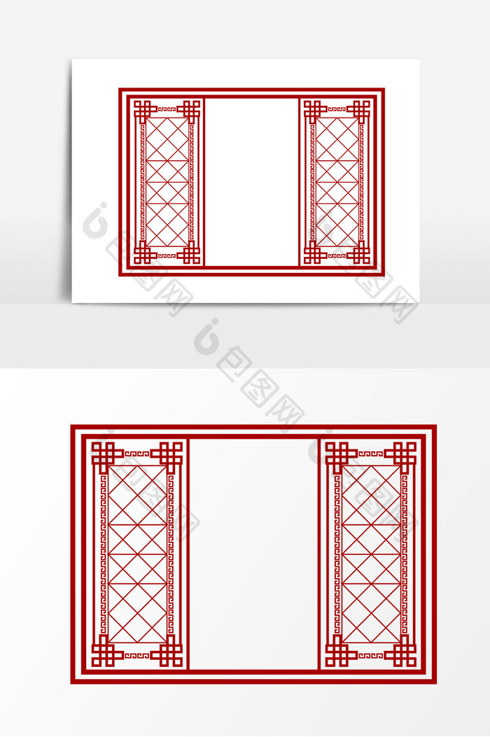 红色窗子边框元素素材