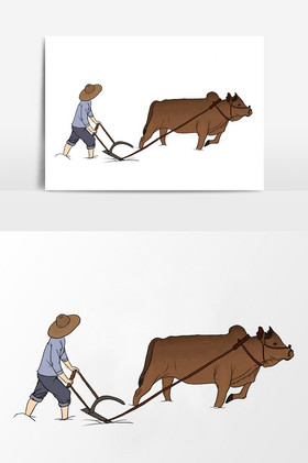 淡彩颜色古代雨水农耕