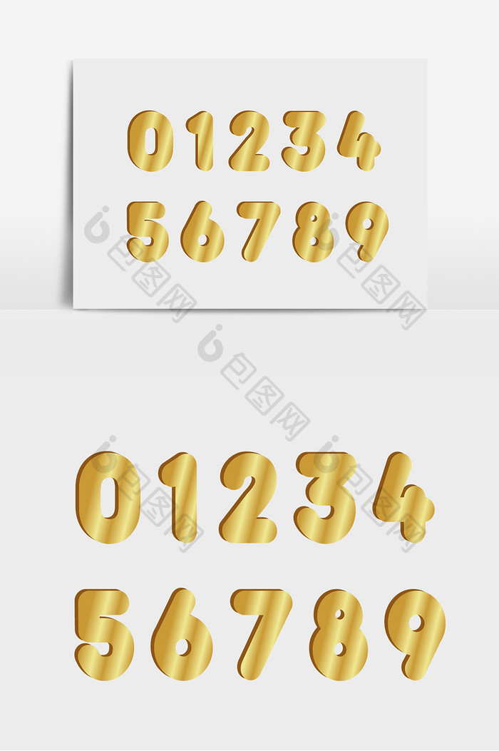 金色质感数字0123456789字体设计