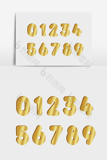 金色质感数字0123456789字体设计图片