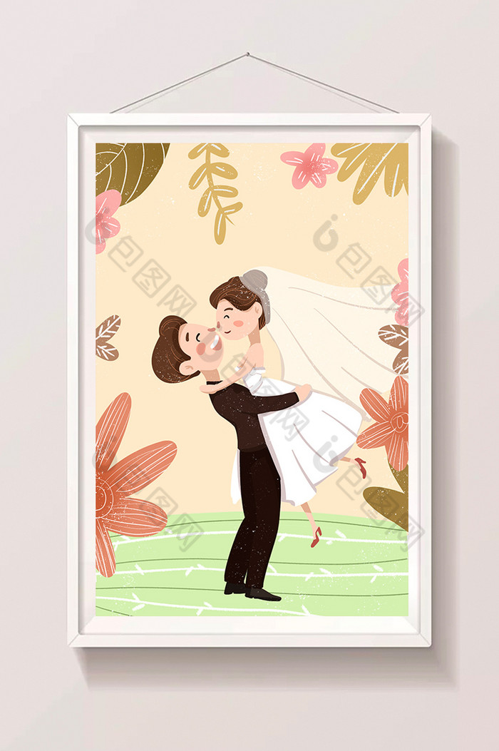 结婚婚礼新郎新娘插画图片图片