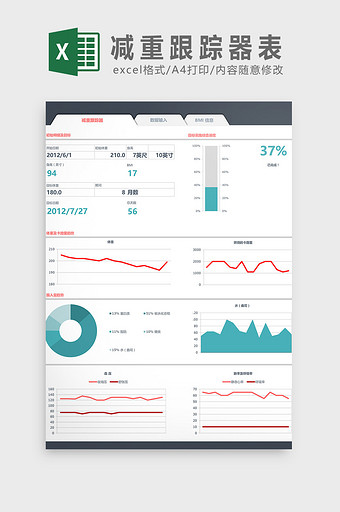 减重跟踪器表Excel模板图片