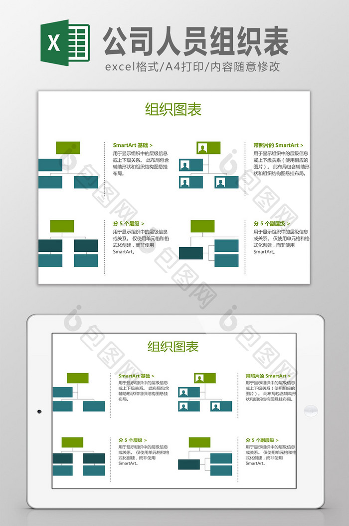 公司人员组织表Excel模板