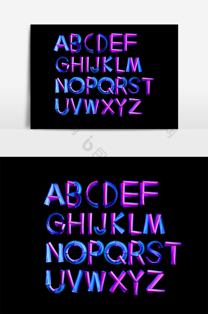 26个字母渐变色效果设计元素