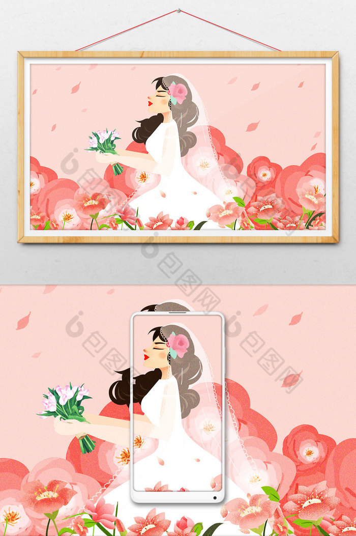 情人节结婚婚纱插画图片图片