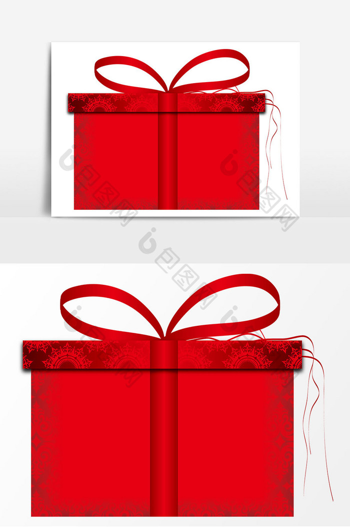 新年红色花纹礼物盒ai矢量装饰