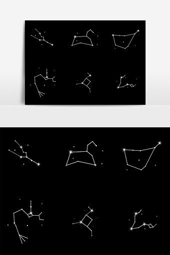 质感线条矢量十二星座图案图片下载