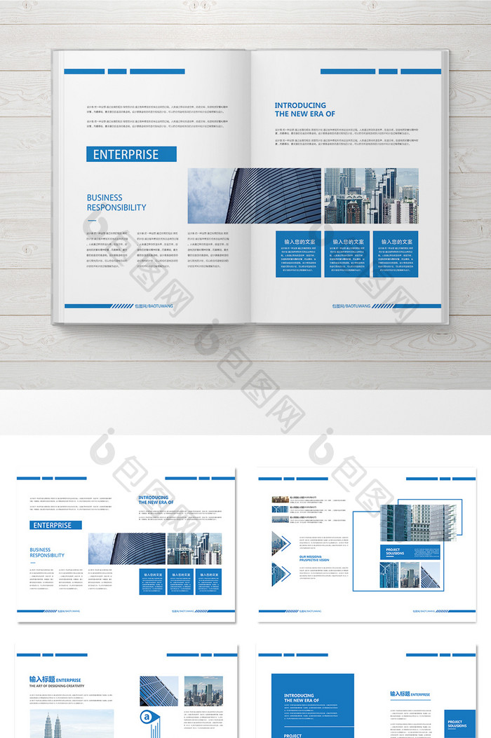 浅蓝色大气 企业整套宣传画册设计