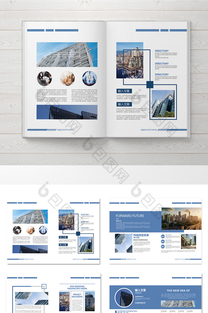 浅蓝色大气企业整套宣传画册设计