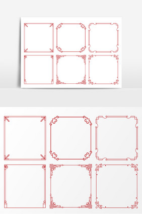 古典红色简洁花纹边框矢量素材