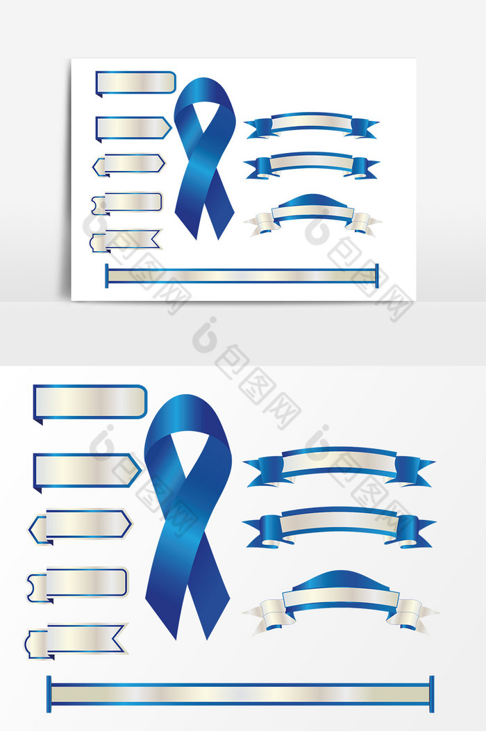 模板下载横条蝴蝶结丝带矢量图片