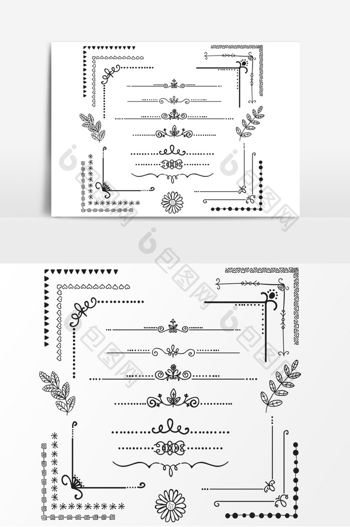 唯美欧式花纹边框分割线素材