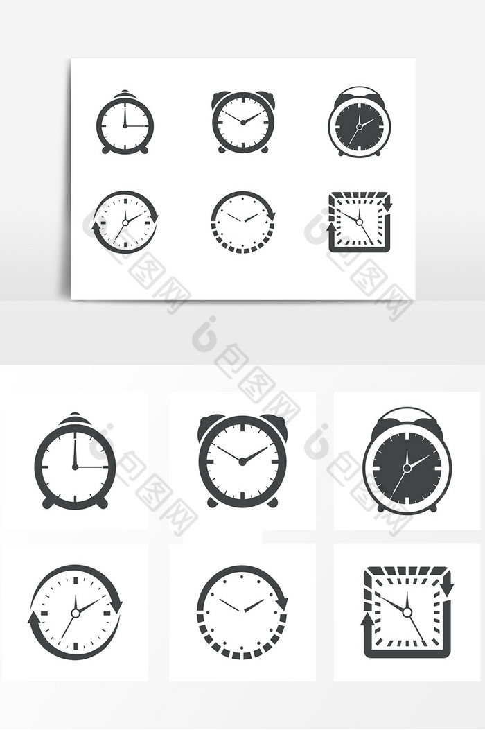 时钟时间流逝素材黑白矢量钟表时间图片