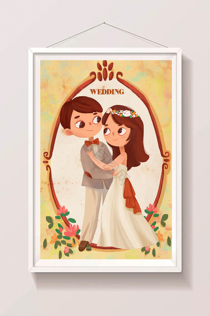 新郎新娘结婚插画图片