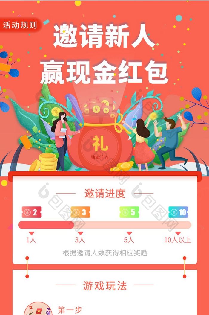 邀请新人赢现金活动h5长图