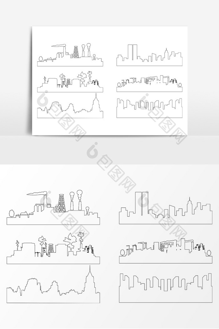 城市线描AI矢量素材